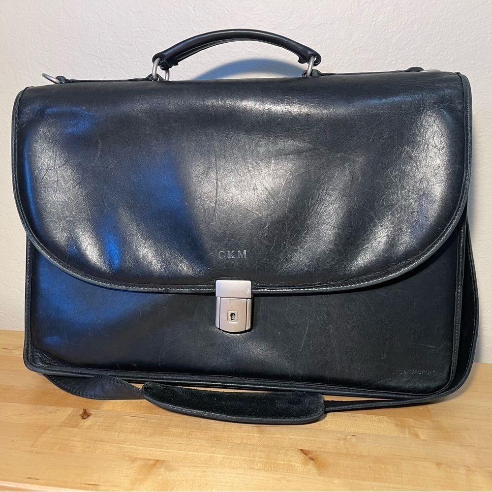 Jack Georges Elements Collection Double Gusset Leather Briefcase Laptop